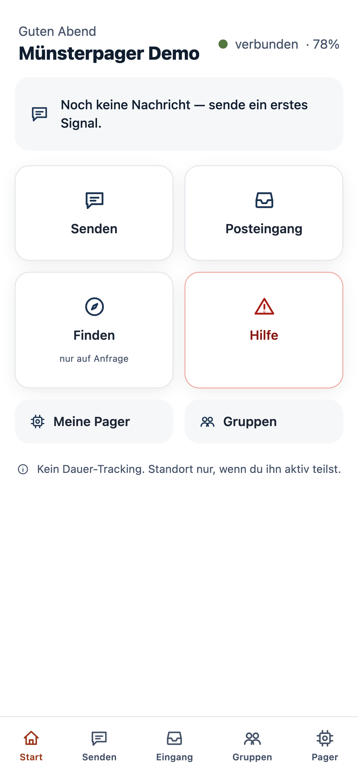 Übersicht mit verbundenem Gerät