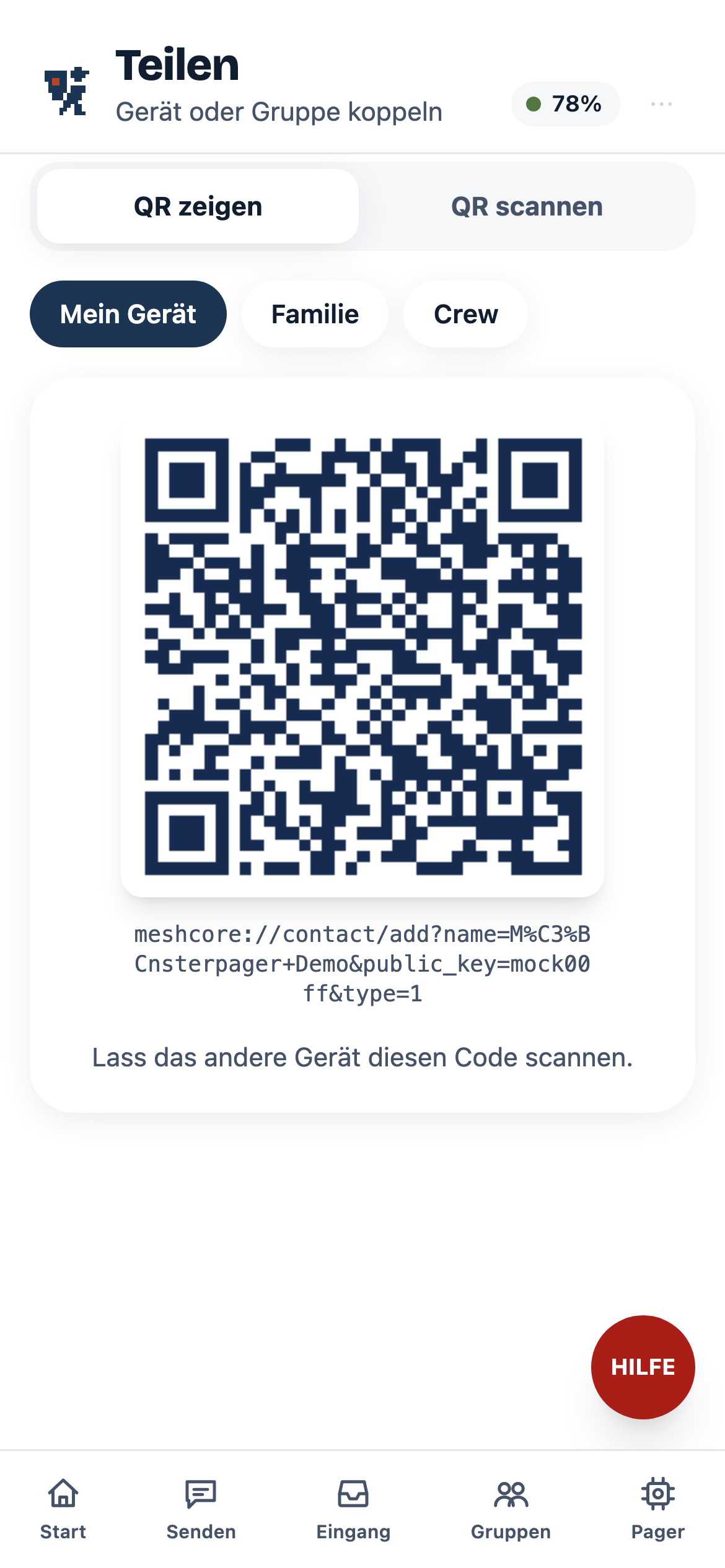 Gruppe per QR teilen